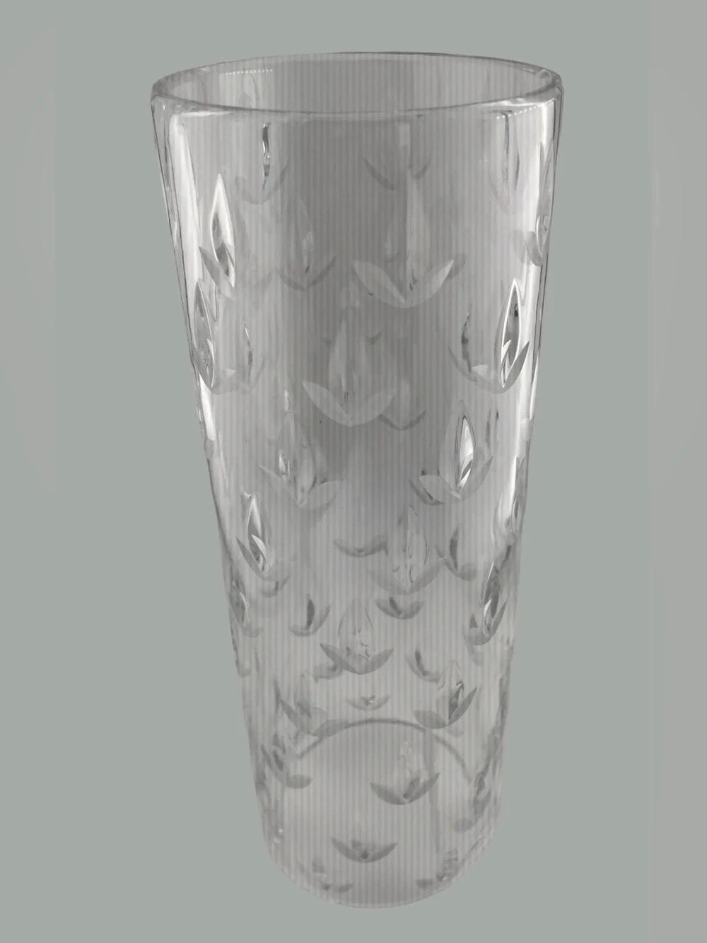 Beautiful Etched Clear Glass Hurricane: 10.5” High; Approx 4” Wide; Thick Glass